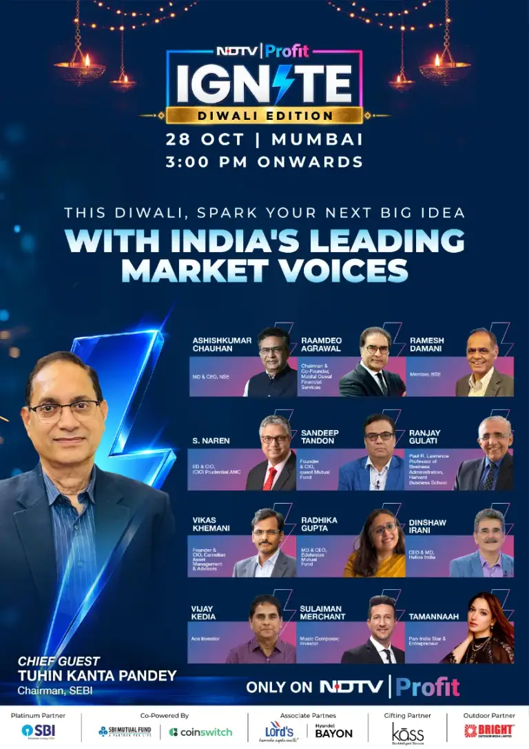 Indiaโs Market Leaders to Decode the New Samvat at NDTV Profit Ignite in Mumbai on 28 October